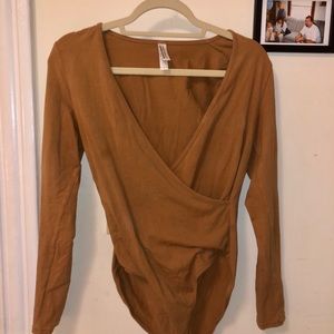 American Apparel Cotton Spandex Cross V Bodysuit